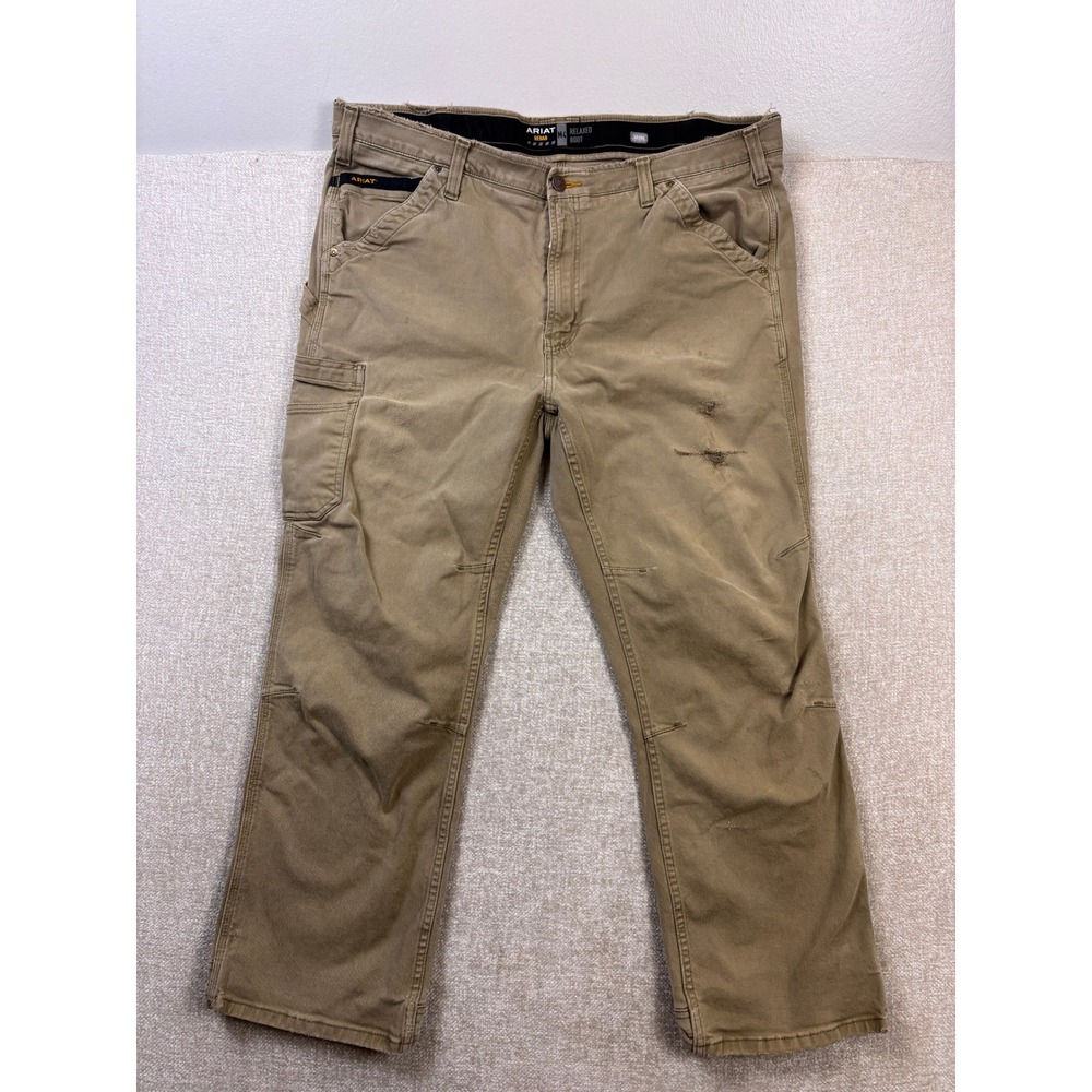 Ariat Rebar M4 Relaxed Boot Work Pants Mens 42x30 Khaki Canvas Utility